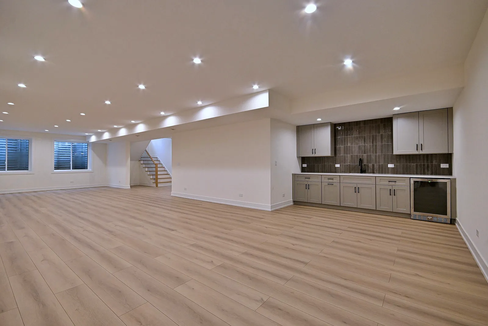 Finished lower level with wet bar