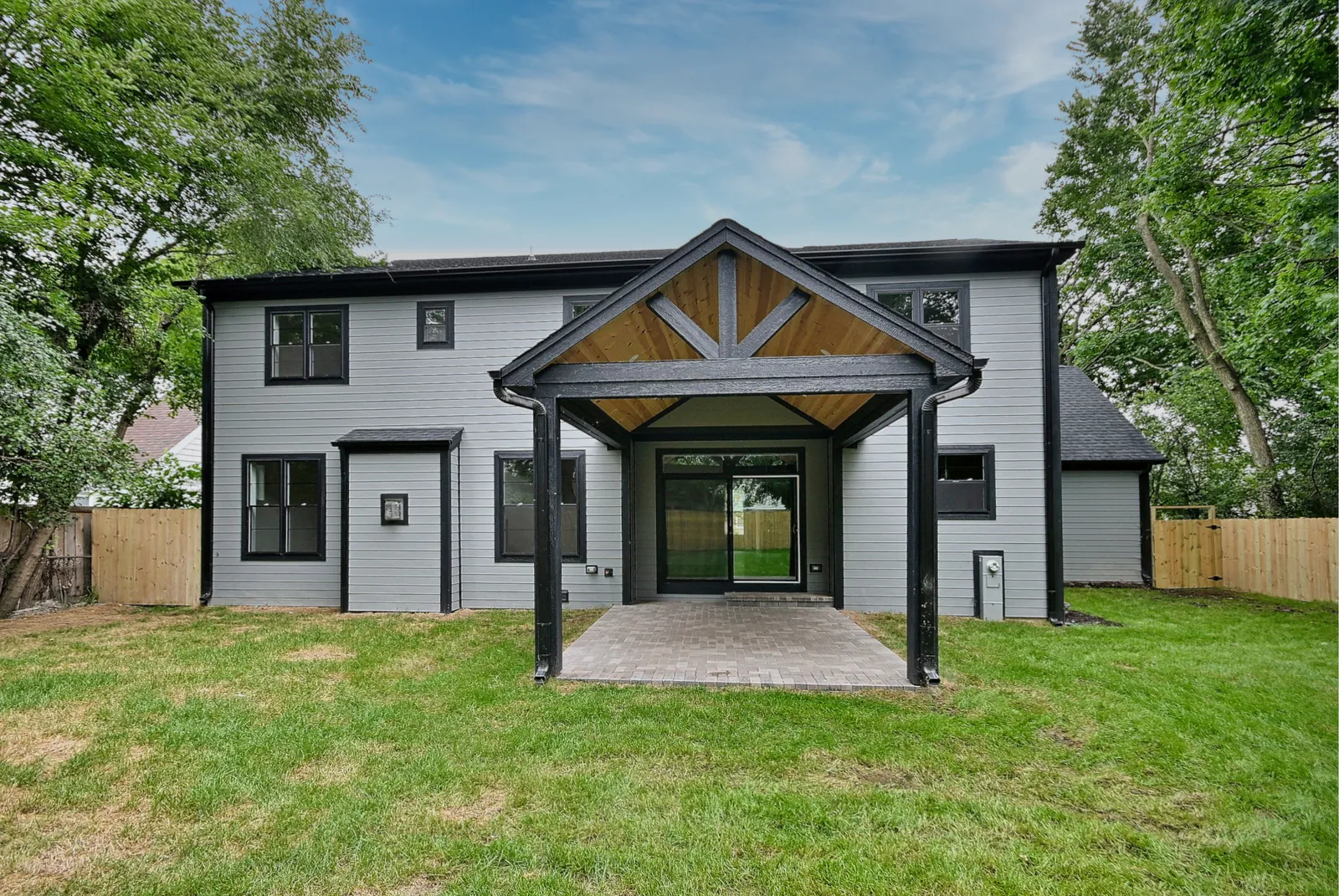 Rear elevation and covered patio